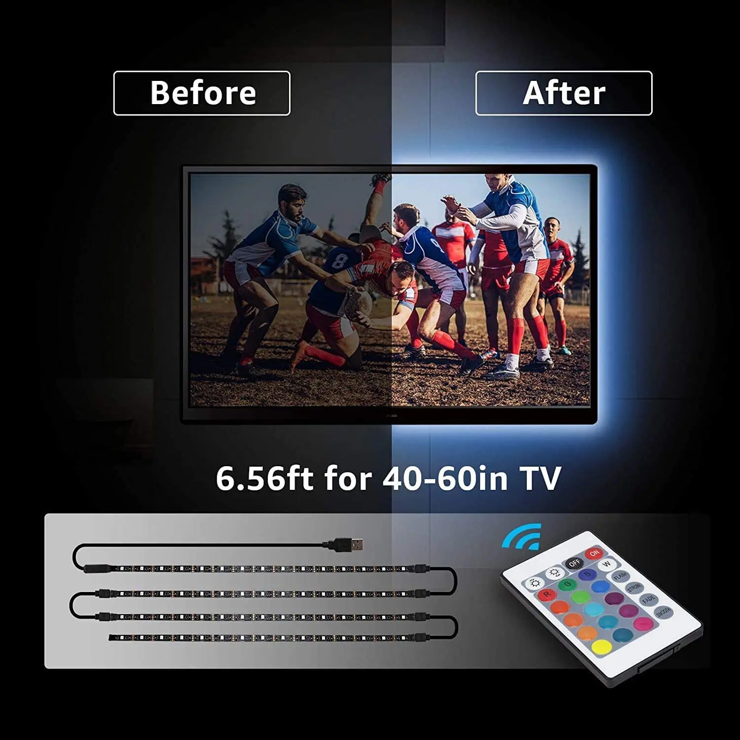 USB 5V RGB светодиодный полосы 4x50CM потолочные светильники 5050 ленты с дистанционным