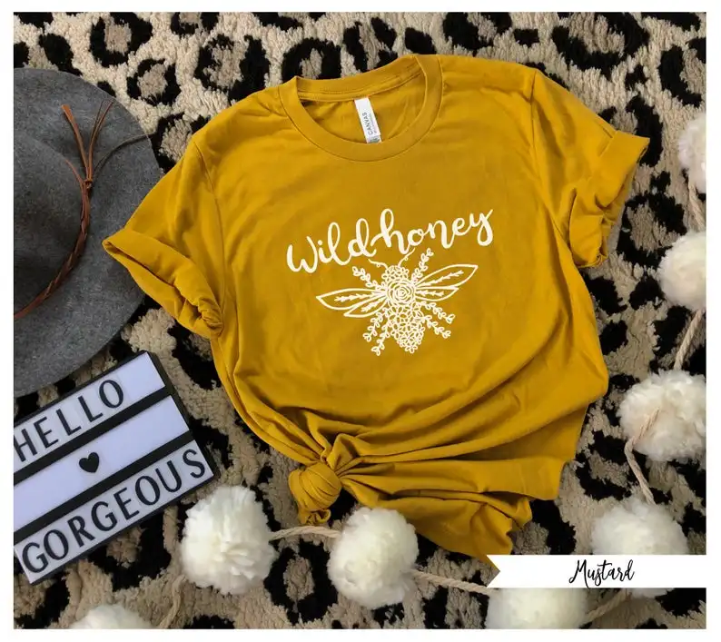 Женская футболка honey с цветочным рисунком пчела дикая оригинальный осенний