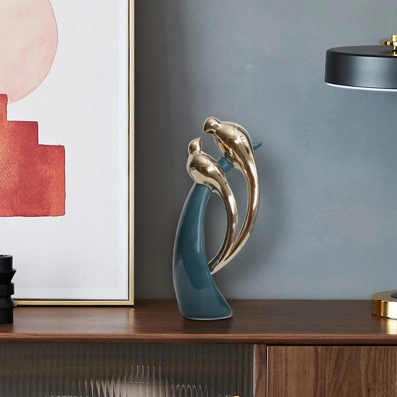 Скандинавские украшения в виде золотого павлина керамическая статуя настольное