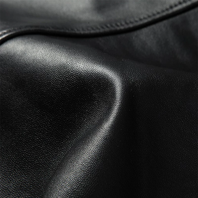 

New Women Loose 2021 Real Sheepskin Genuine Leather Motorcycle Jacket Coats Office Lady Casual Lapel Leather Jackets Streetwear