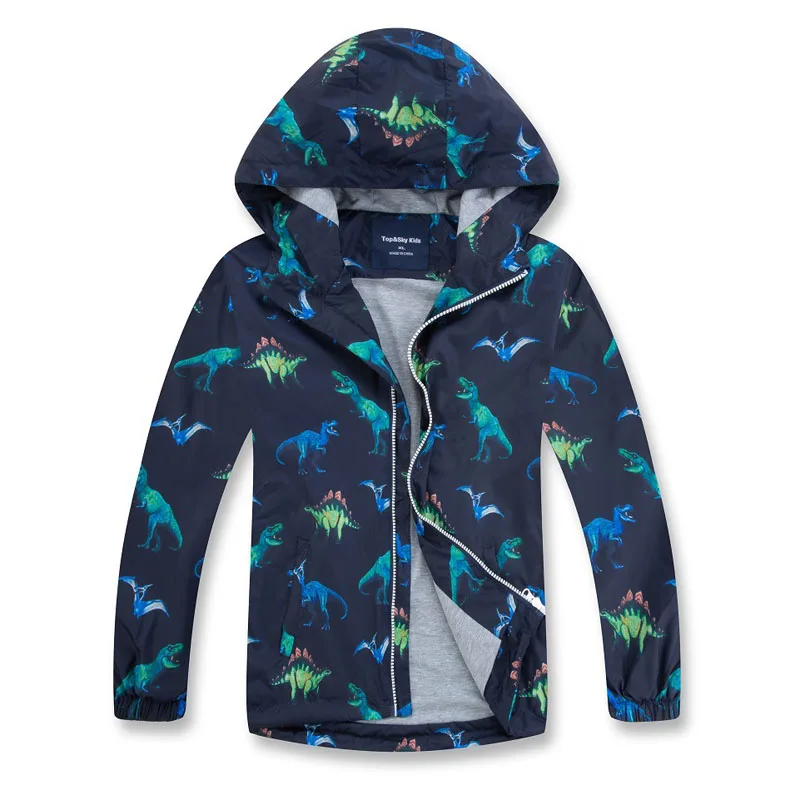 

Waterproof Boys Jackets 2021 Spring Autumn Fashion Kids Boy Outerwear Dinosaur Windproof Hooded Jackets For Children's Coats