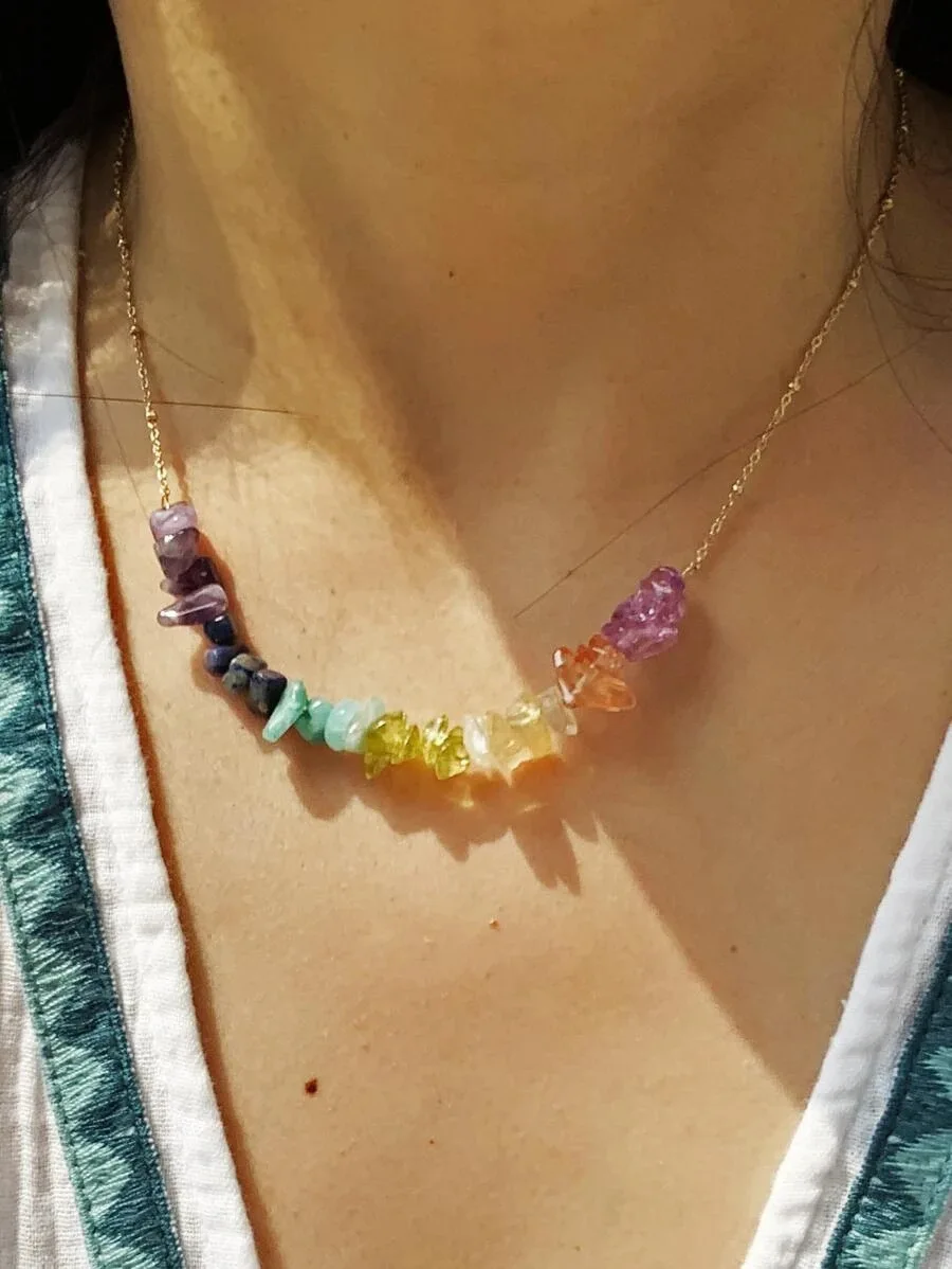 

Ожерелье с разноцветными гранями и бусинами для женщин, аксессуары из камня вечерние, подарок на день Святого Валентина, Модная бижутерия, о...