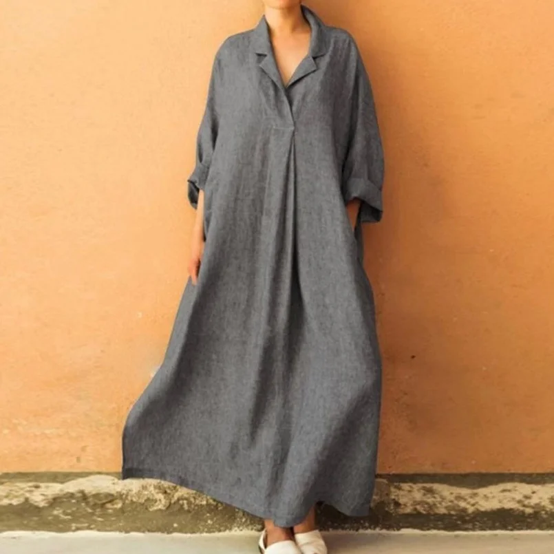

Oversized Women Shirt Dress Long Baggy Summer Turn Down Collar Dress Big Size 5xl Sukienka Plain Loose Lapel Dress Bat Sleeve