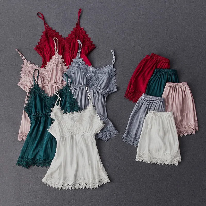 Daeyard женский Шелковый Атласный пижамный комплект из 4 предметов пикантная