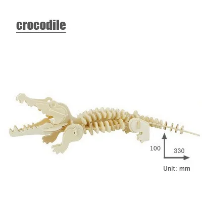 crocodile 1 шт. деревянное Животное Головоломка 3d трёхмерная головоломка-пазл игрушки для детей diy Ручная работа собака свинья лошадь головоломки Животные головоломки в виде насекомых игрушки - Цвет: crocodile