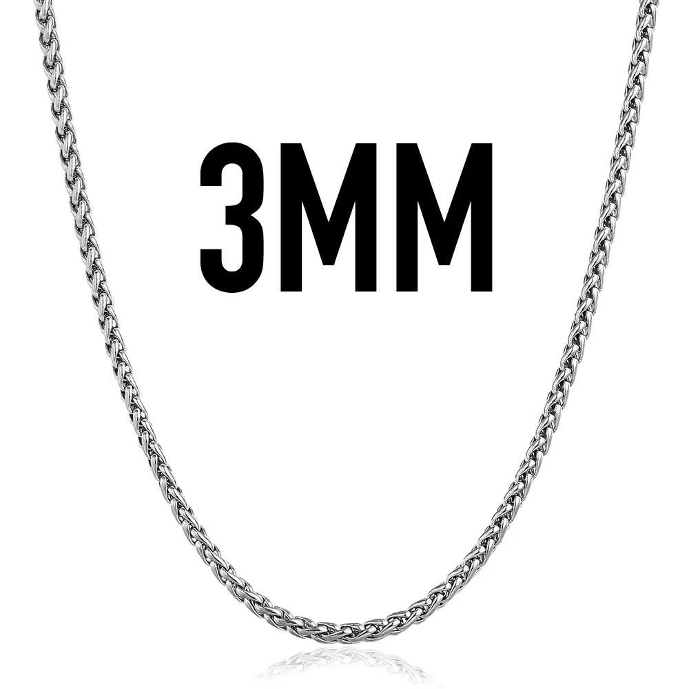 3mm Sliver Davieslee Нержавеющая сталь Цепочки и ожерелья для Для мужчин Пшеница Цепочка 3/4/5/6/8/10 мм Украшения для мужчин Прямая поставка DLKNM11 - Окраска металла: 3mm Sliver