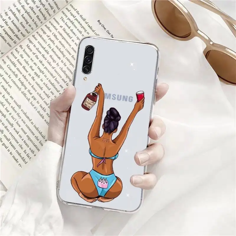 

Black head Girl sexy Phone Case Transparent for Samsung s9 s10 s20 Huawei honor P20 P30 P40 xiaomi note mi 8 9 pro lite plus