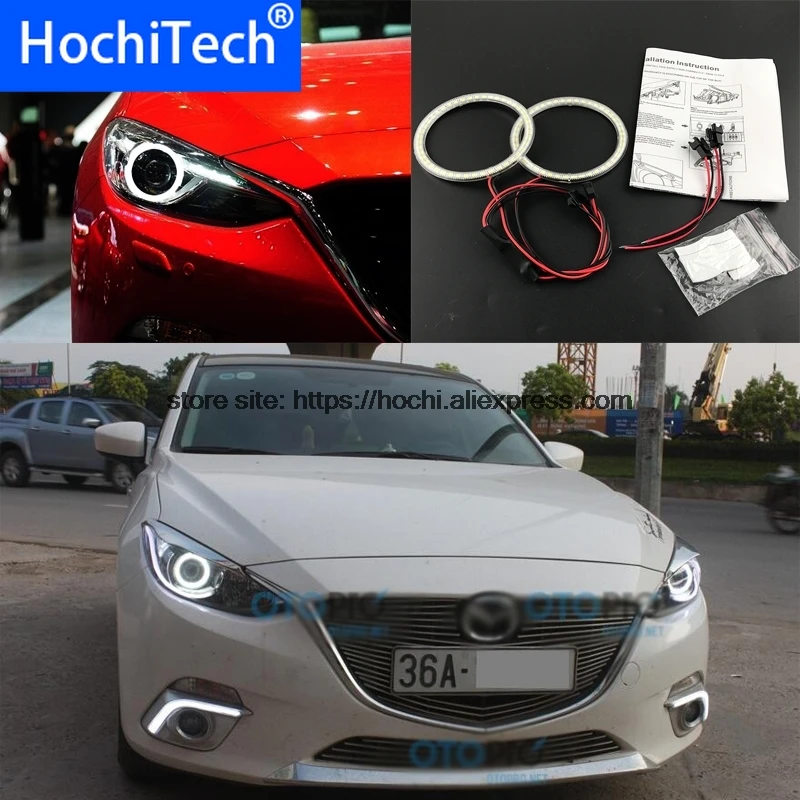 

HochiTech Ultra bright SMD white LED angel eyes 2000LM 12V halo ring kit daytime running light DRL for mazda 3 2010-2014