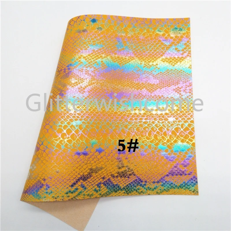 Винил Glitterwishcome размера A4 21 х29 см для бантов радужная металлическая змеиная кожа