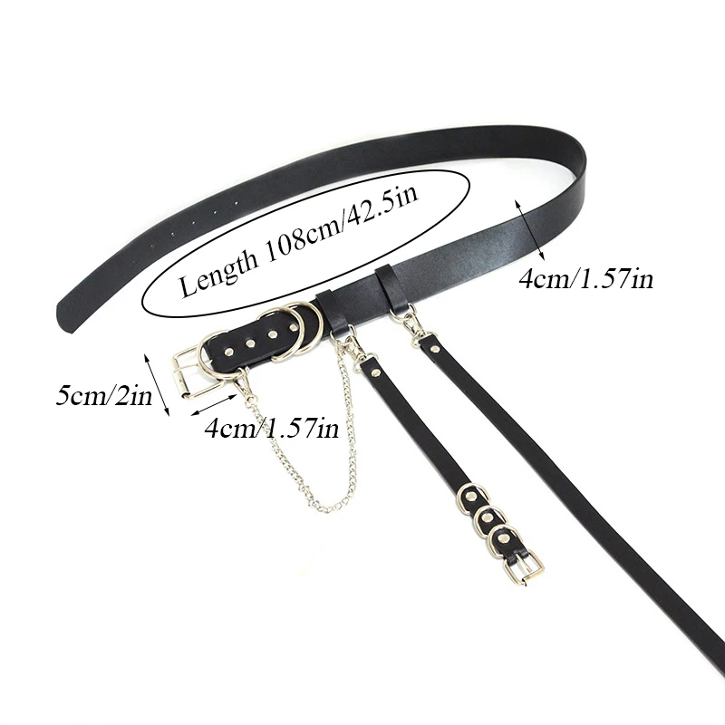 

Newest Retro Women Waist Chain Belt Straps Adjustable Single Shoulder Strap PU Leather Metal Buckle Punk Waistbands For Dress