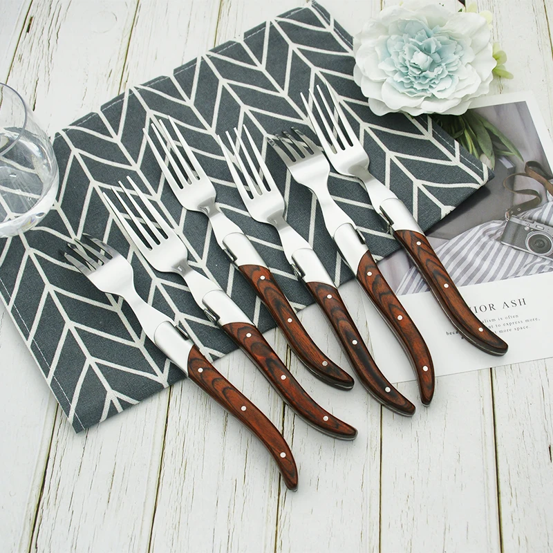 

Набор столовых приборов из нержавеющей стали, деревянная ручка, 2-6 шт.