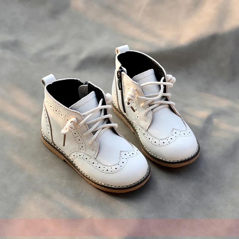 

Dolakids Girl's leather ankle boot casual Baroque Martin boot boy's Winter cotton boot baby boot soft cowhide leather boot