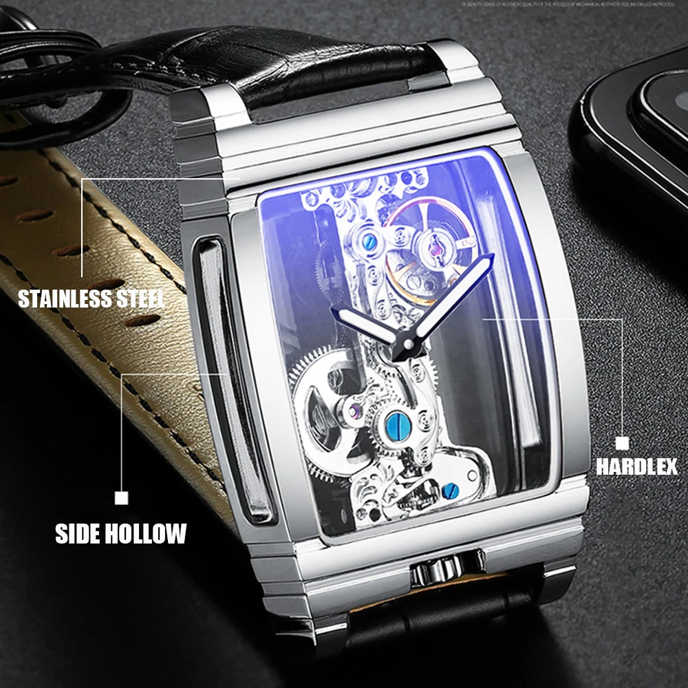 Transparent Hollow Tourbillon Automatic Mechanical Watch Men Fashion Stainless Steel Watches Mens Waterproof Wristwatch New 2019 | Наручные