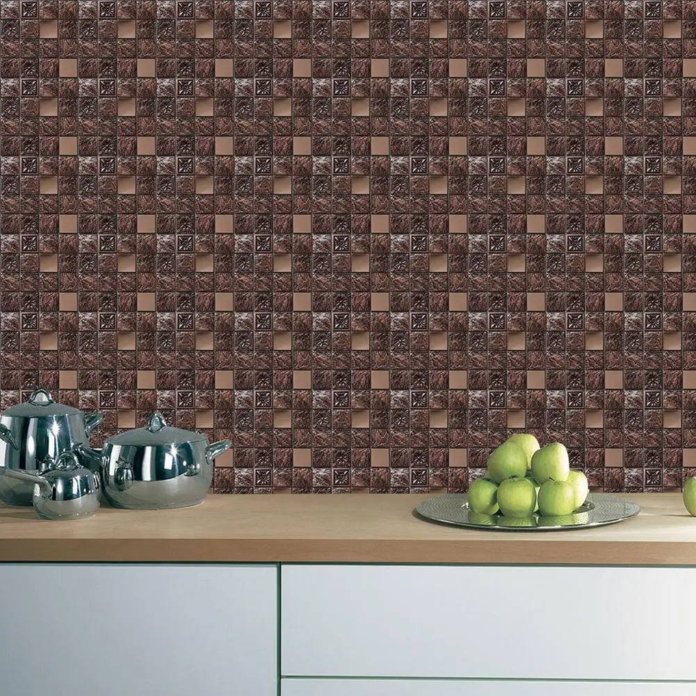 10 шт. 3D Самоклеящиеся обои мозаичная плитка настенная водостойкие наклейки