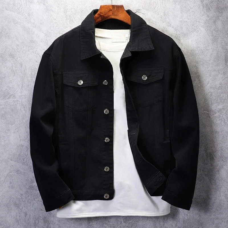 Top Quality Denim Jacket Men Solid White Black Pink Casual Outwear Coats Turn-Down Collar Single-breasted Cowboys Plus size 3XL | Мужская