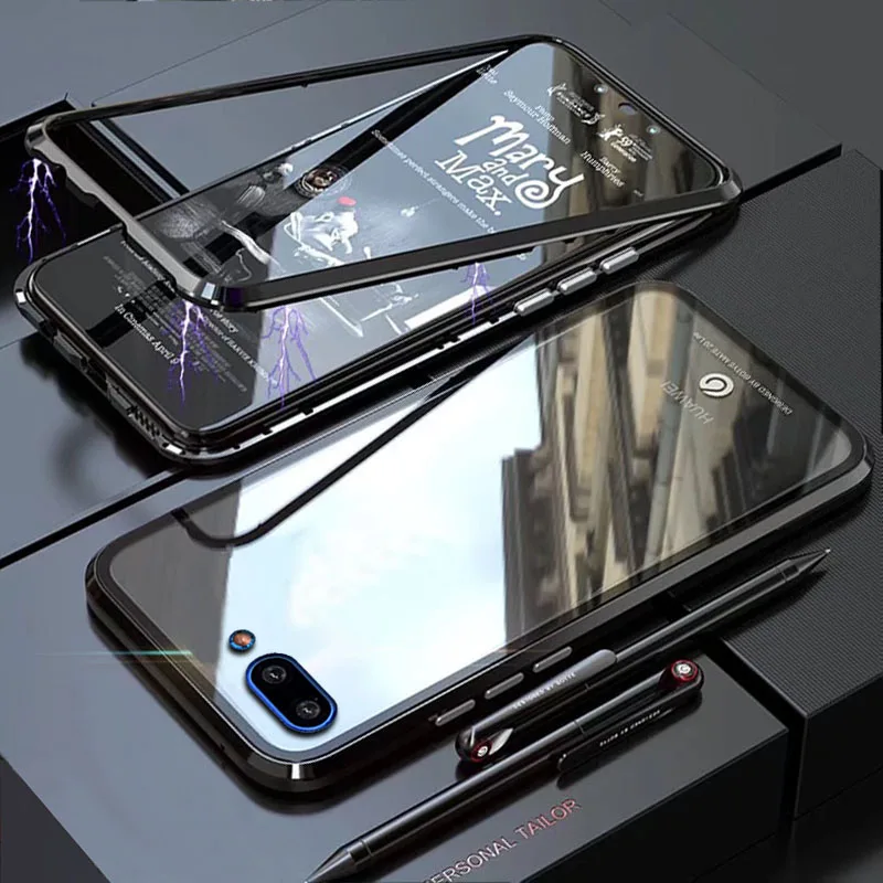 Чехол YonLinTan для Huawei Honor 10 lite Металлическая магнитная рамка жесткий чехол из