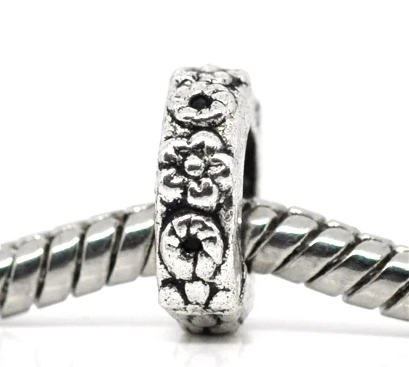 

Серебряные украшения doreenbeads цветок разделитель Бусины Подходит Европейский Шарм 10x10 мм, 50 шт, новый