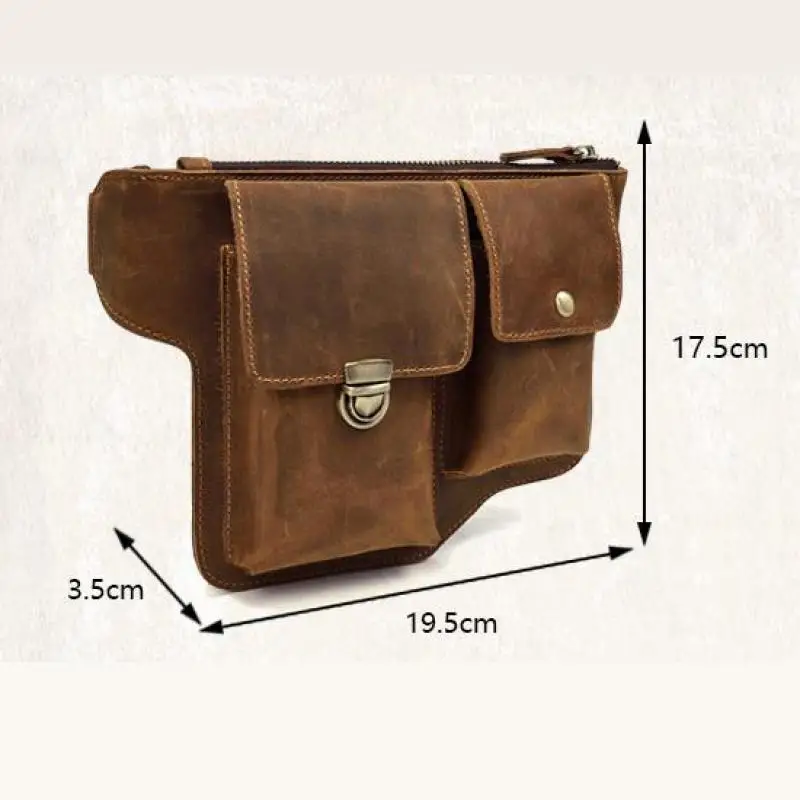 

YourSeason 2021 Crazy Horse Leather Men Chest Crossbody Pocket Genuine Leather Retro Shoulder Multifunction Waist Packs