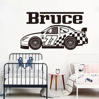 custom name racing car wall sticker boy room play room personalize name race vehicle car wall decal bedroom vinyl decor