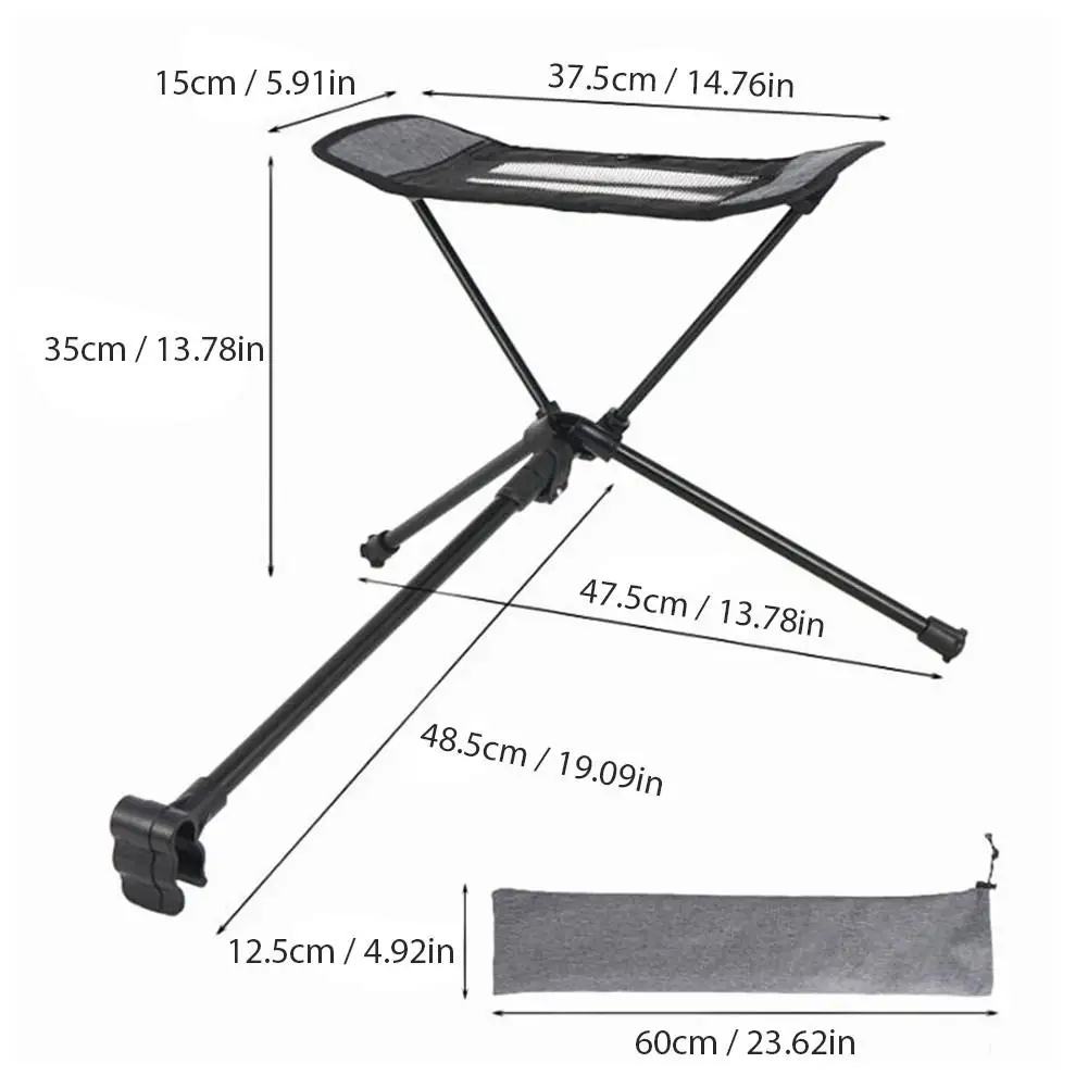 

Folding Camping Stool Chair Footrest Recliner Retractable Leg Stool for Outdoor Hiking Fishing Garden Relax Foot Rest