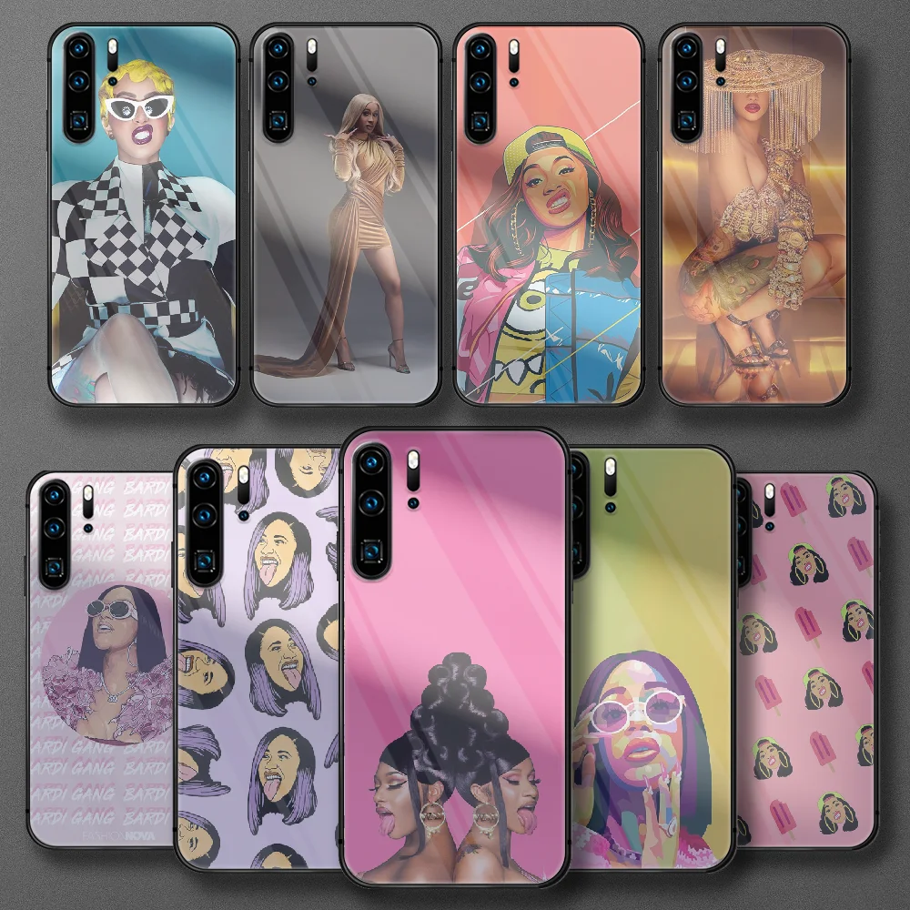 

Actor Cardi B Rapper Tempered Glass Phone Case For Huawei Honor P 7 8 9 10 20 30 40 50 A X I Pro Lite Cover Phone case Pretty