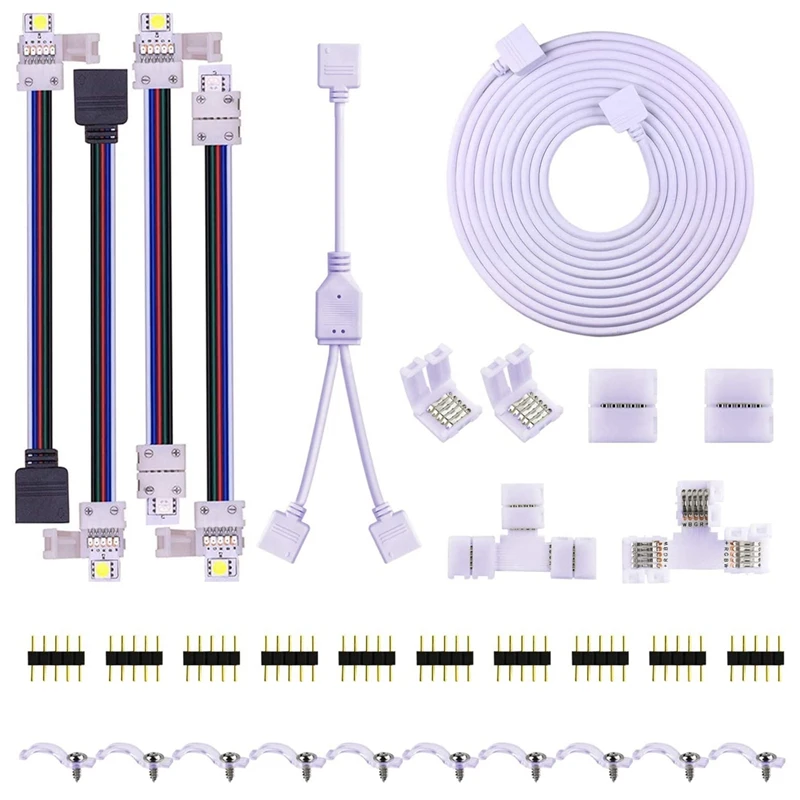 

5Pin комплект светодиодных лент-10 мм 5050 RGBW комплект светодиодных коннекторов включает 9,8 футов Удлинительный кабель, прокладка для перемычки