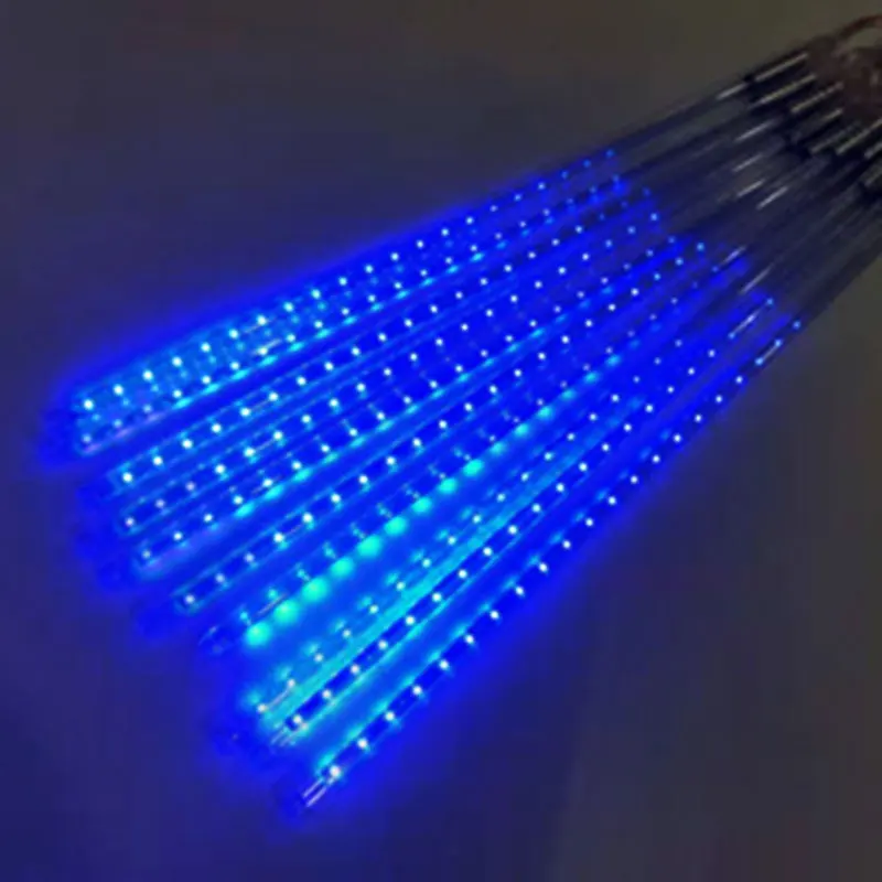 Blue Светодиодный уличный метеоритный дождь гирлянда Рождественская елка огни Открытый одиночный синий 10 трубок 50 см - Испускаемый цвет: Blue