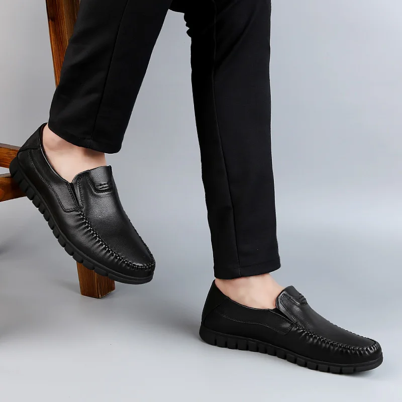 Лоферы мужские из натуральной кожи повседневная офисная обувь без застежки