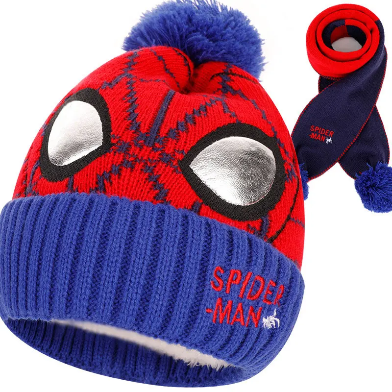 

Disney Frozen 2 Girls Kids Hat and Scarf Set Spider-Man Plus Cashmere Boys Baby Hat Children Winter Ear Caps Scarves Warm Gloves