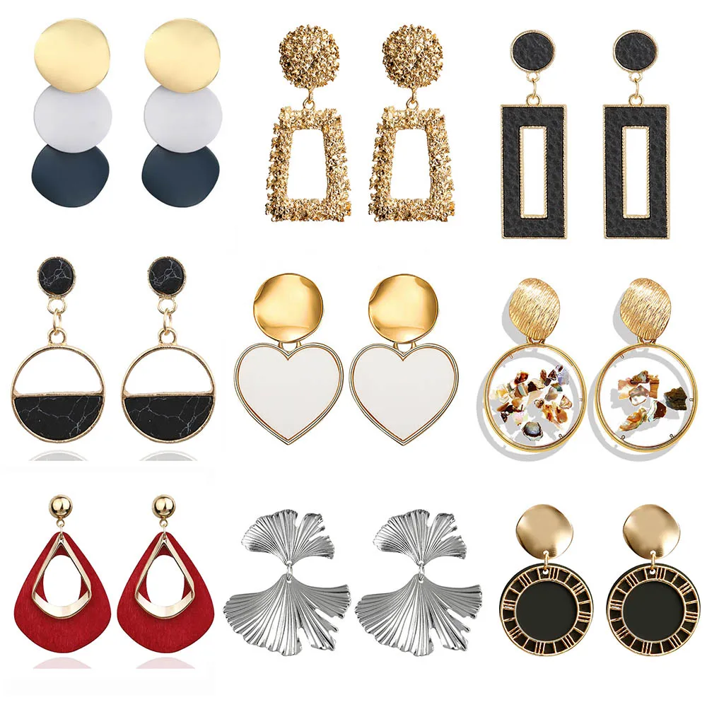 

Fashion Acrylic Pendant Earrings Love Round Geometric Earrings for Women Wedding Gift Jewelry Wholesale