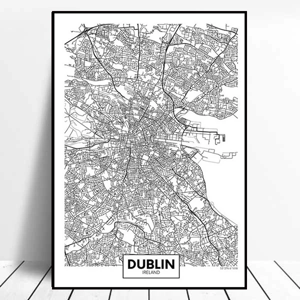 

Ireland Dublin City Map Line Art Painting Decoration Picture Modern Living Room Decor Nordic Home Canvas Illustration Decoration