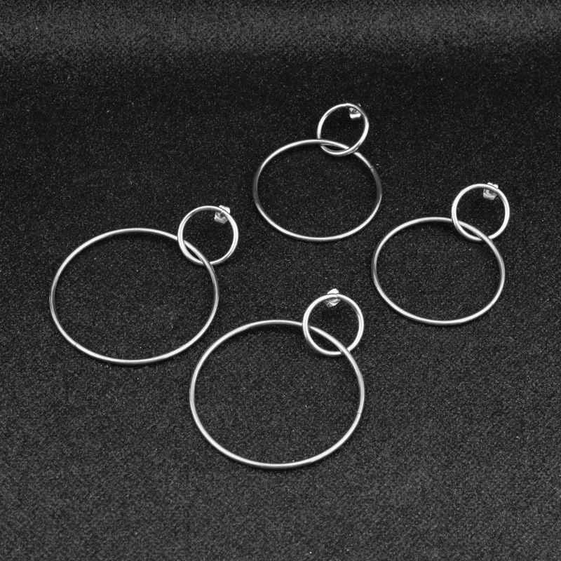 

HMES Minimalist Round Earrings Women Ear Studs Stainless Steel Jewelry Accessories Party Earrings Gifts Exaggerated Big Earrings