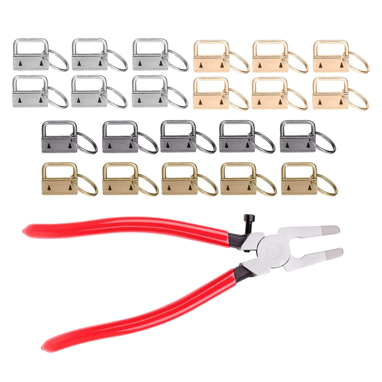 

Key Fob Hardware, 22PCS 1 Inch Lanyard Keychain Hardware with Key Fob Glass Running Pliers Tool for Keychain and Wristlet Clamp
