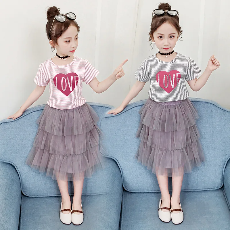 2 шт. футболка и юбка для девочек на возраст 8 12 лет|Комплекты одежды девочек| |