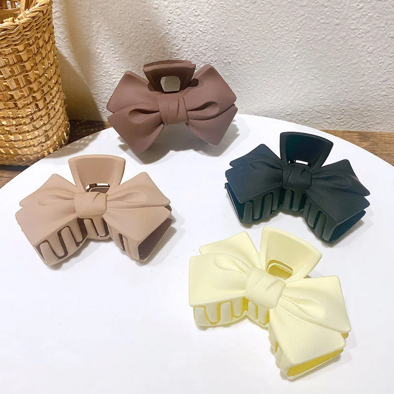 

Casual Women Simple Solid Color Bow Hair Claw Elegant Lady Bowknot Hair Clip Hairwear Fashion Lady Hair Accessory