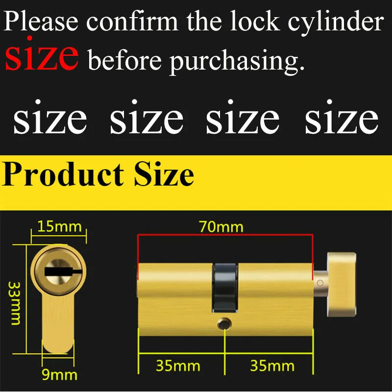 Спальня безопасности сердцевина дверного замка 65 70 мм замок Золотая кровать