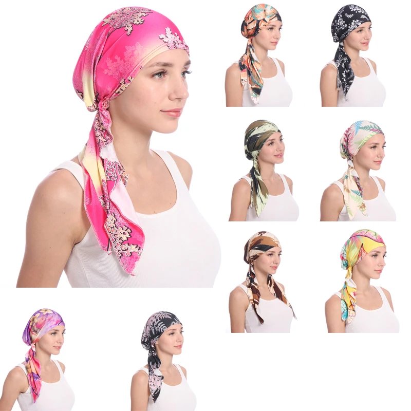 

New Printed Women Inner Hijabs Cap Muslim Head Scarf Pre-Tied Bandana Turban Bonnet Ready To Wear Islamic Ladies Wrap Accessorie