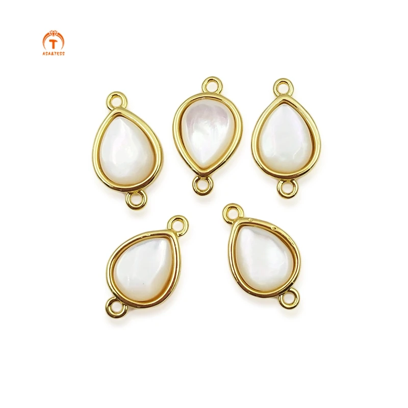 

3pcs Natural Water droplets shape Gold Plated Pendant Shell Jewelry Classical Jewelry Connector For Women Bangle Bracelet Making