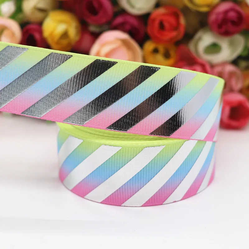 Лента с серебристыми диагональными полосками 10 ярдов 1 дюйм 25 мм аксессуары