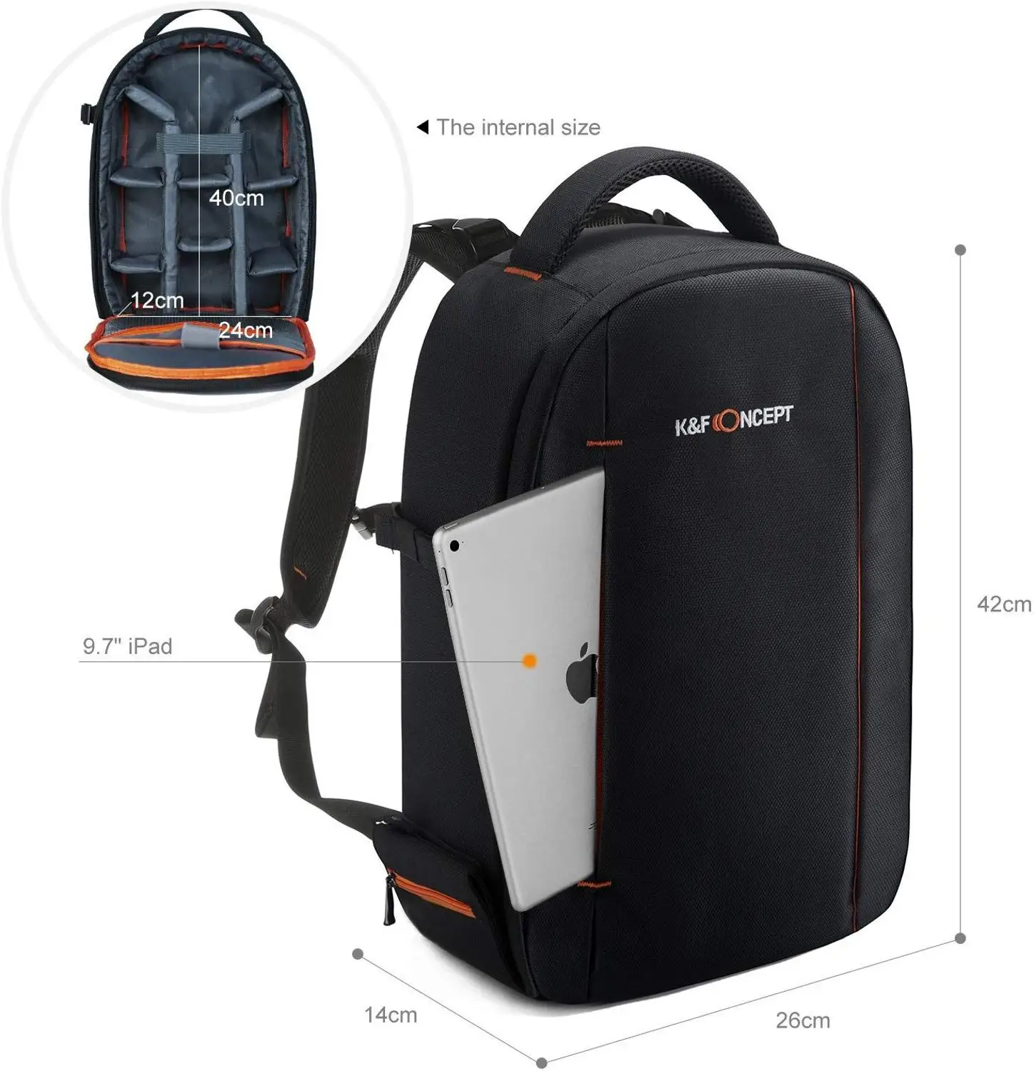 K&F Concept Водонепроницаемый рюкзак для фотоаппарата DSLR Рюкзак Сумка Черный для Canon для Nikon для Sony