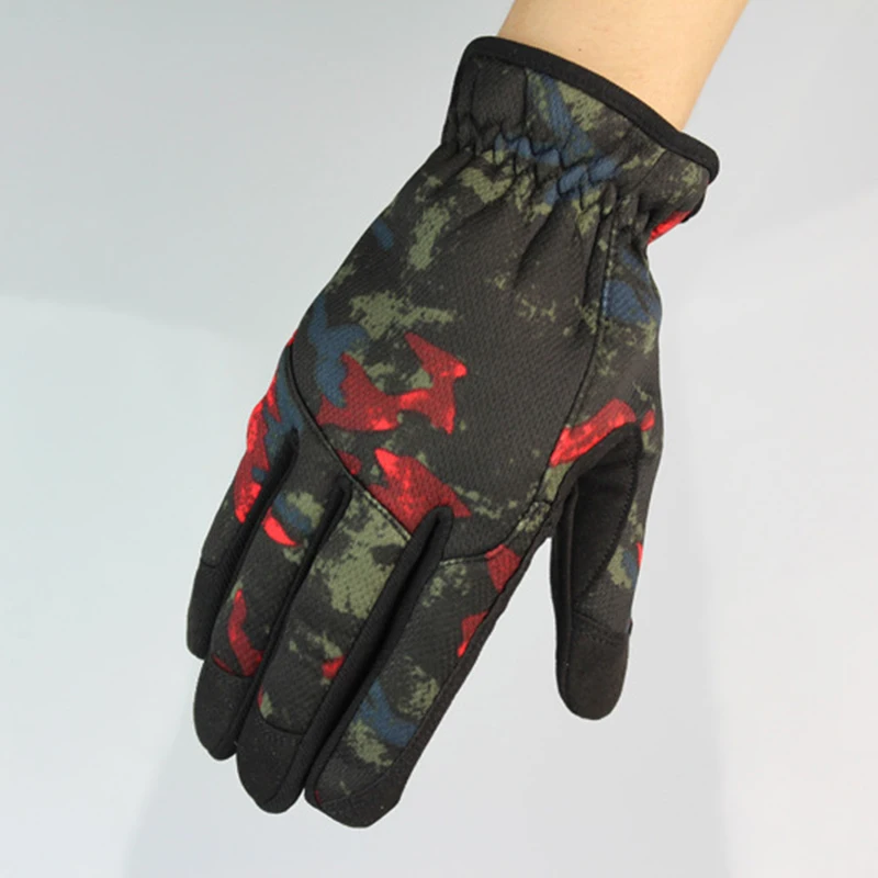 red camo Военные камуфляжные тактические перчатки на открытом воздухе Пейнтбол страйкбол стрельба боевые противоскользящие велосипедные теплые лыжные перчатки полный палец - Цвет: red camo
