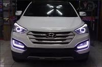 led drl daytime running light for hyundai ix45 new santa fe 2013 15 parking accessories pure white with yellow turn light