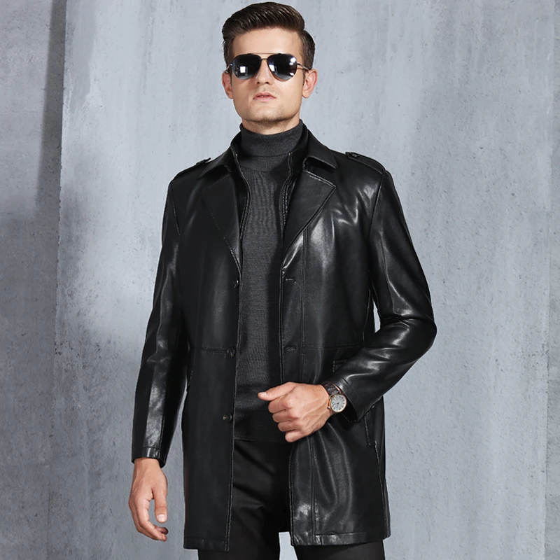 

Autumn Winter Men's Genuine Leather Jacket For Men Jaqueta De Couro Masculina Black/Brown Male Sheepskin Coat Plus Size XXXXL