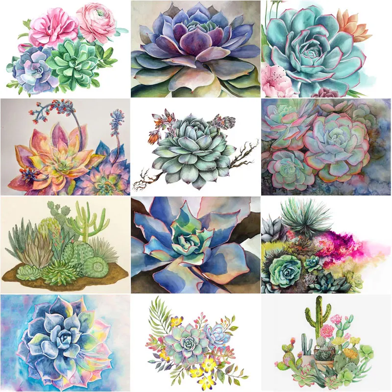 

5D Diy Diamond Painting Succulent Plants Diamond Embroidery Full Round &square Drill Diamond Mosaic Home Decor Handcraft