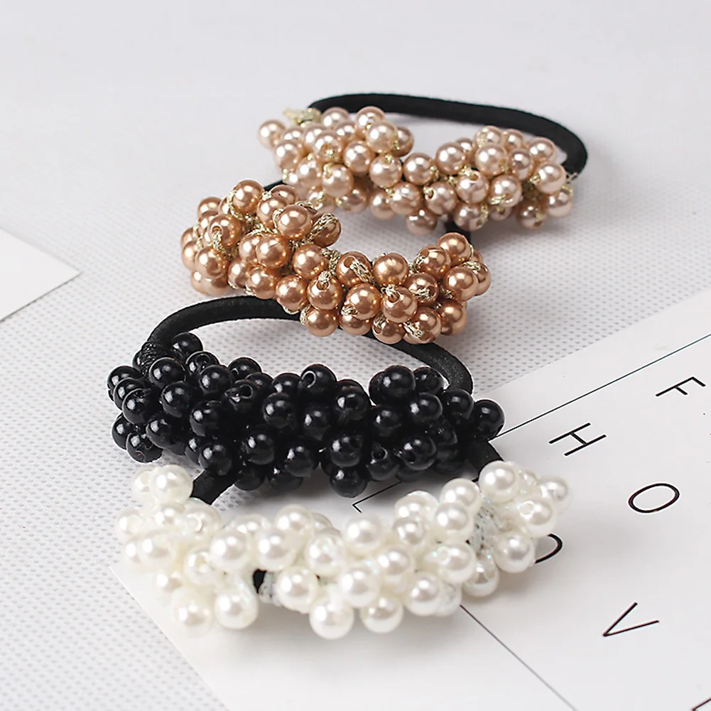 

New Girls Hair Accessories Flower Headband Pearl Elastic Hair Bands Scrunchie Cute Headdress Hair Band For Women Pearl Scrunchie