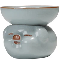 handmade ru ware cute zodiac pig porcelain tea filter tea strainer tea dust filter screen tea ceremony utensils