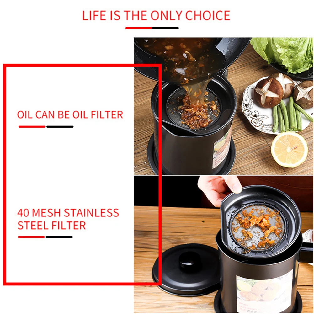 1.3L многофункциональный контейнер для жарки смазки с ситечком кухонный