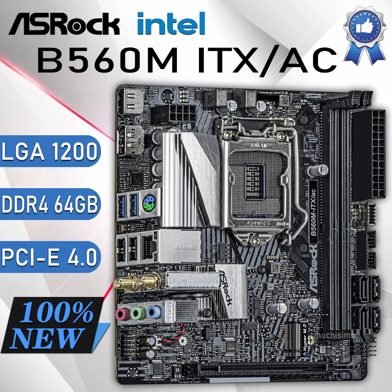 

LGA 1200 ASRock B560M-ITX/ac Motherboard PCIe 4.0 DDR4 Support 10th/11th-Gen Intel CPU M.2 Desktop B560 Gaming Placa-mãe 1200