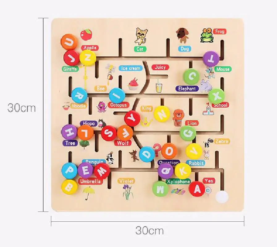 Новый Монтессори деревянный номер письмо Блокировка соответствия лабиринт
