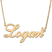 logan love heart name necklace personalized gold plated stainless steel collar for women girls friends birthday wedding gift
